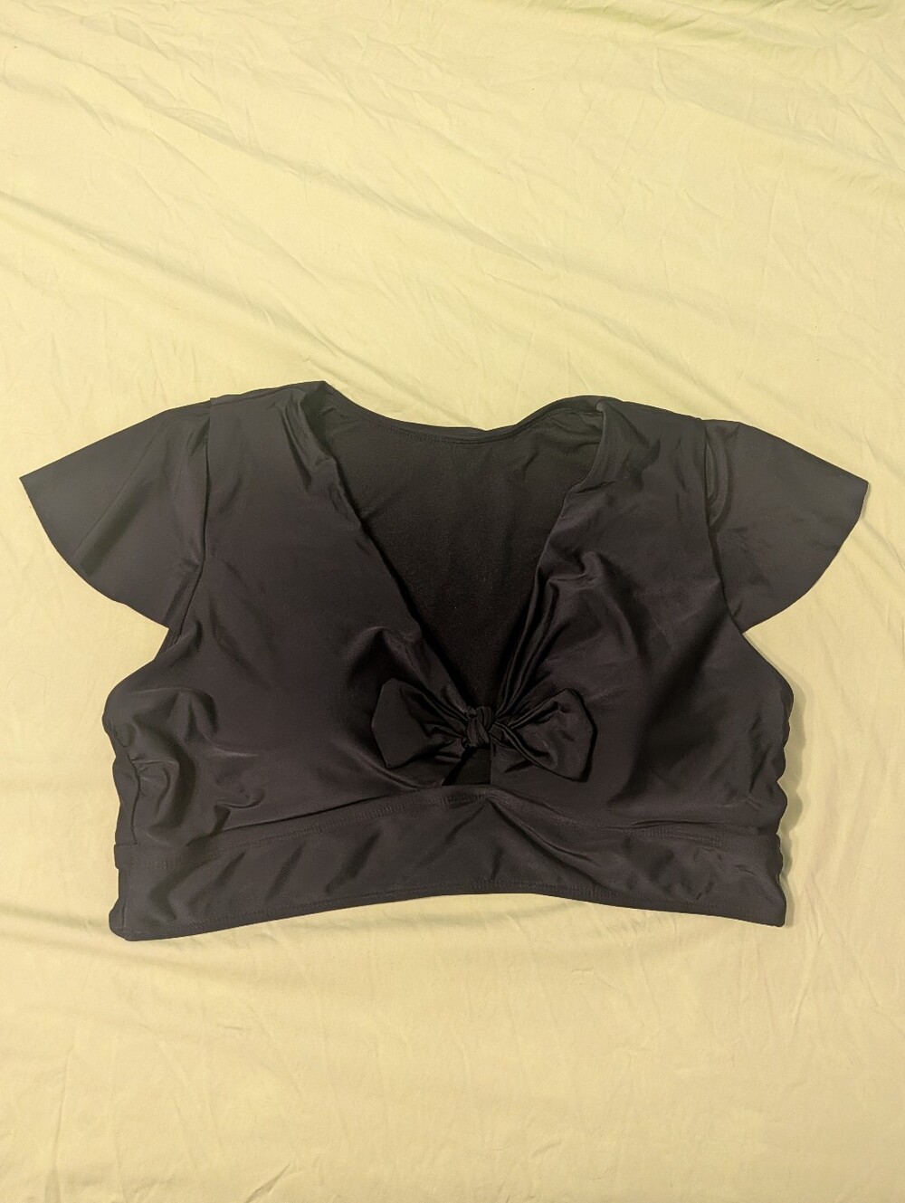 Torrid Black Tie Front V-Neck Flutter Sleeve Swim Bikini Top Size 2X